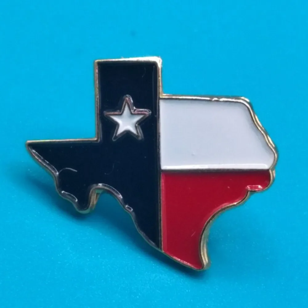 Texas Flag State Map Lapel Pin Souvenir Enamel Gold Tone Hat Pin Collectible